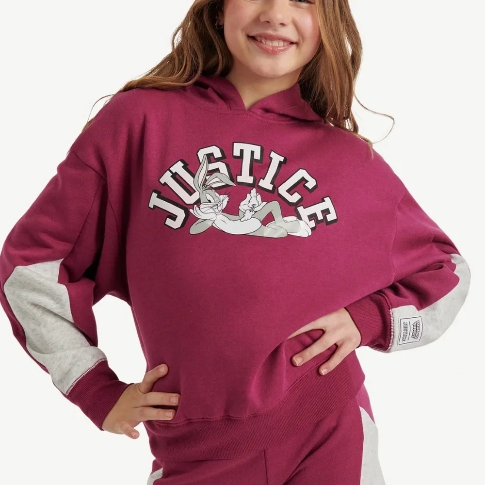 🐰 Looney Tunes Bugs Bunny Hoodie | Justice | Girls L (12/14) |‎ NWT | Y2K Vibes